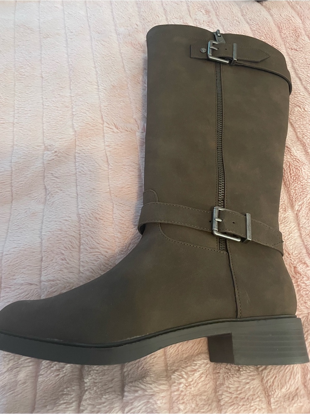 NWB Women's Tall Brown Buckle Boots Wide Calf and Wide Foot